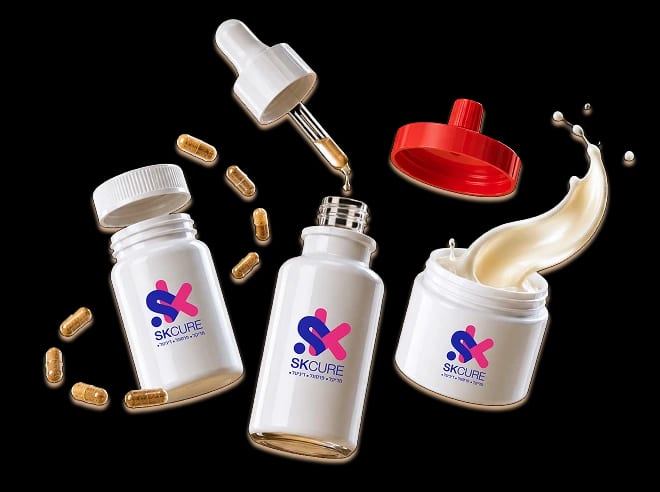 SKCURE treatment bottle
